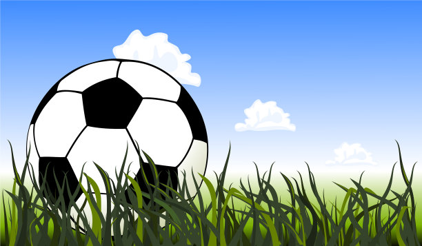 足球在绿色草地上的特写图片下载