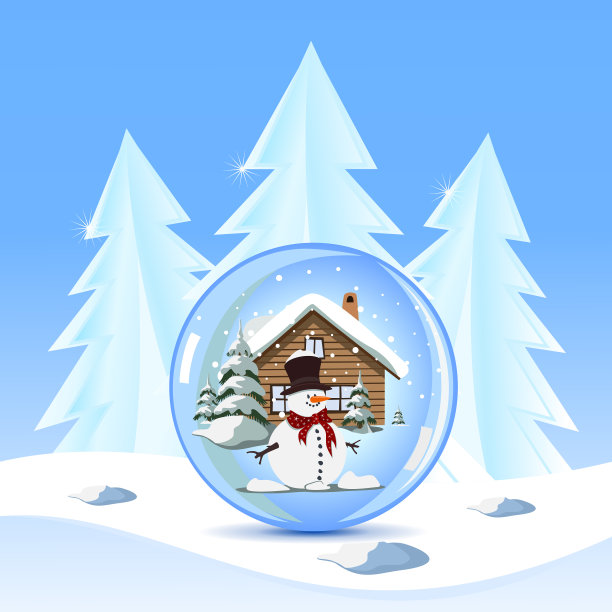 蓝色贺卡和圣诞雪人图片下载