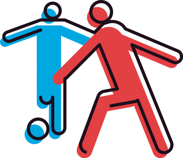 足球运动员用球线和填充样式的图标图片下载