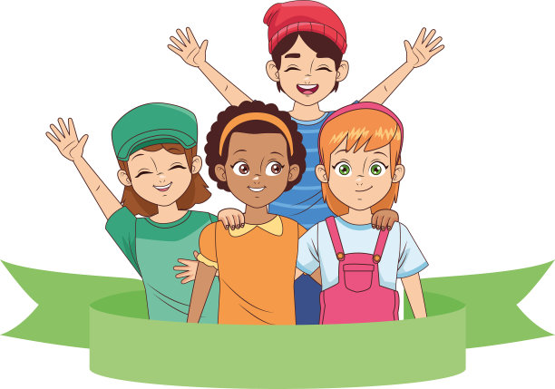 快乐的年轻多样化的孩子阿凡达角色图片下载