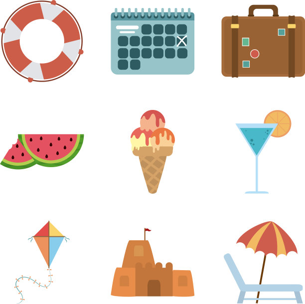 夏季旅游和度假，在平面风格孤立图片下载