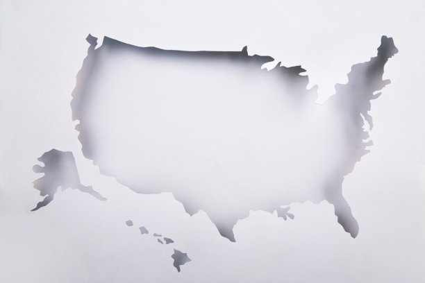 由剪纸制成的美国地图图片下载