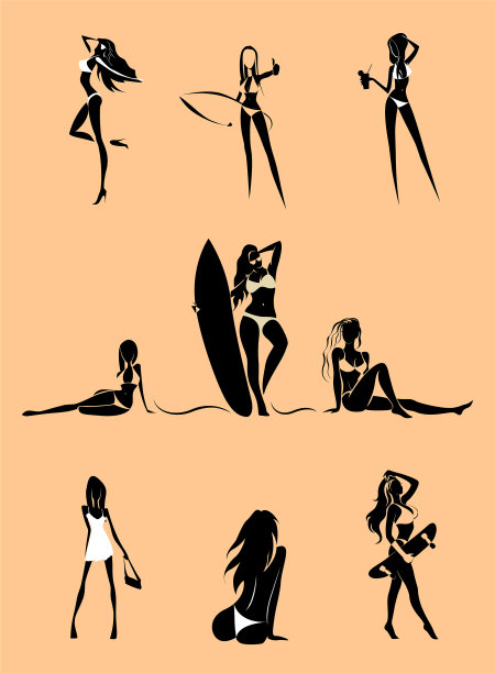 女孩们在沙滩上休息图片下载