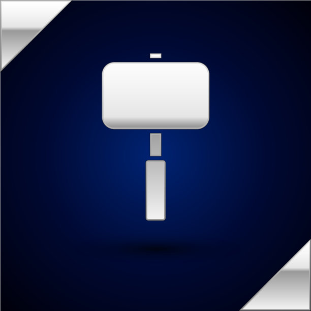 银色大锤图标孤立在深蓝色图片下载