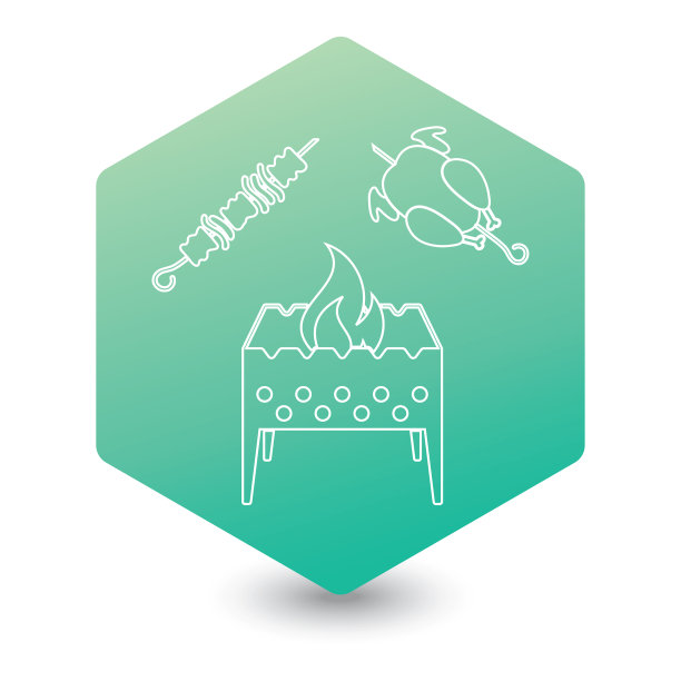 火盆烤肉和鸡肉图片下载