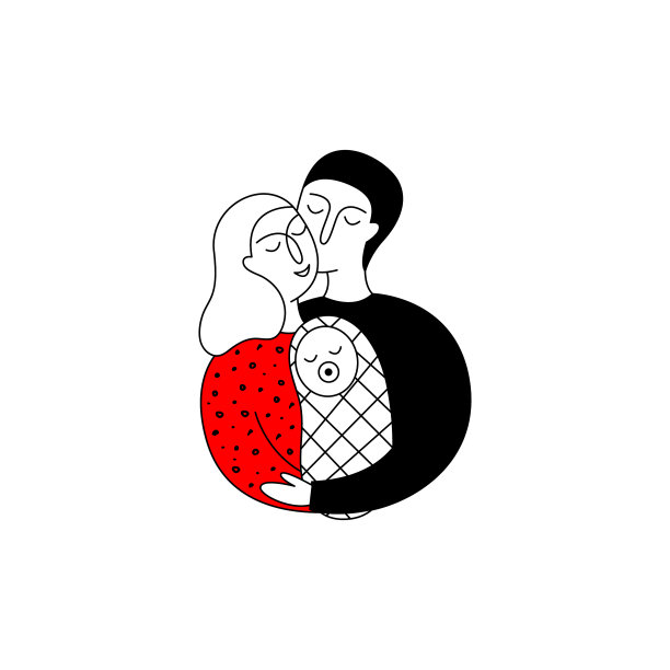 女人和男人抱着一个新生儿图片下载