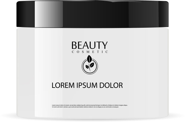 圆形光滑的白色玻璃化妆罐黑色的盖子图片下载