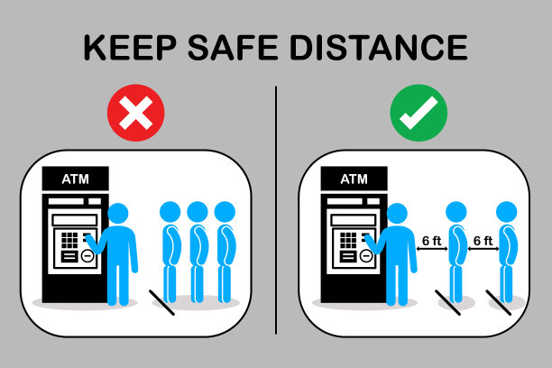 标志着人们保持的新常态和社交距离图片下载