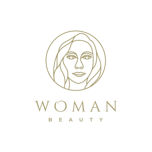 线条艺术风格的美妆女性Logo设计图片下载