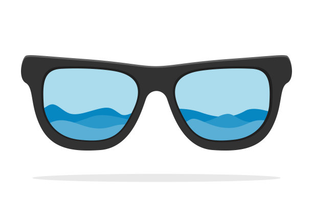 深色太阳镜与波浪海概念。图片下载