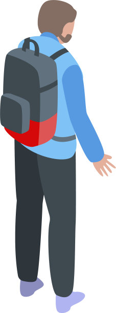 男孩背包移民图标等距风格图片下载