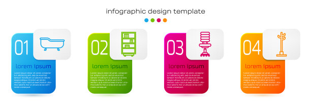 设置线条浴缸图书馆书架办公椅图片下载