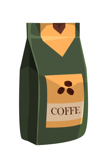 咖啡在豆绿色袋模型孤立在白色图片下载