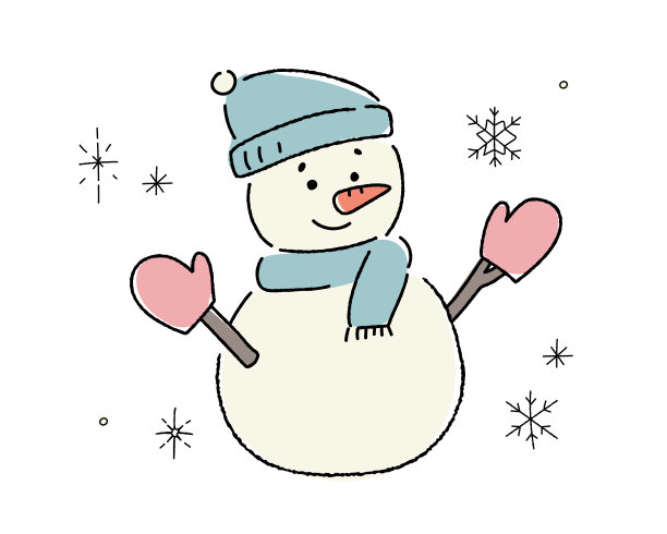雪人和雪花的涂鸦插图图片下载