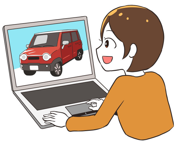 一个女人在网上看一辆车图片下载