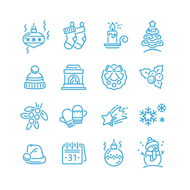 一套圣诞图标的设计和装饰图片下载