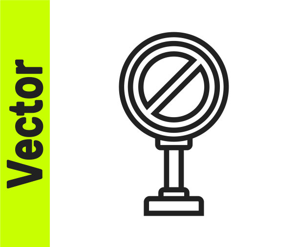 黑线停止标志图标孤立在白色上图片下载