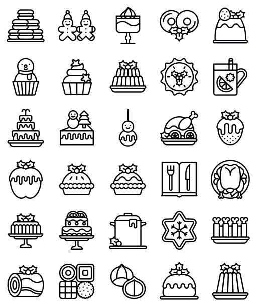 圣诞食品和饮料线图标设置2图片下载