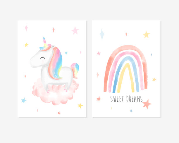 可爱的海报，一个小独角兽，彩虹和口号矢量打印的婴儿房，婴儿送礼会，贺卡，孩子和婴儿t恤，和穿。手绘托儿所图片下载