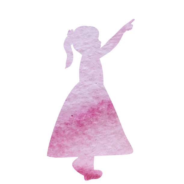 在白色的背景上，粉红色的水彩剪影图片下载