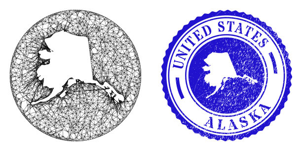 网丝框架洞阿拉斯加地图和遇险图片下载