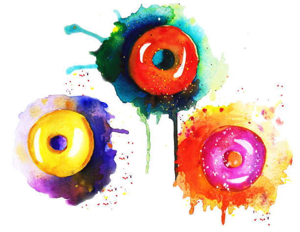 三个彩色的甜甜圈图片下载