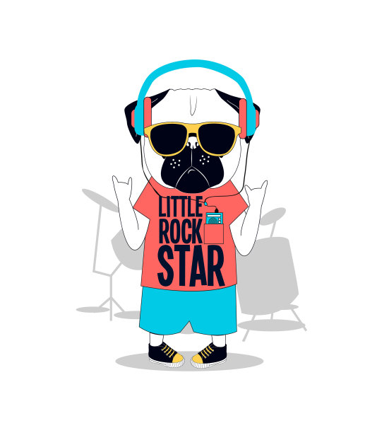 手绘哈巴狗印口号设计图片下载