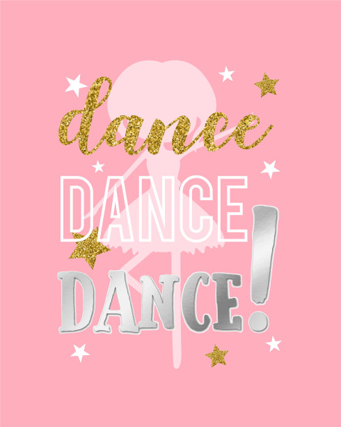 芭蕾舞者图标印花设计与口号图片下载