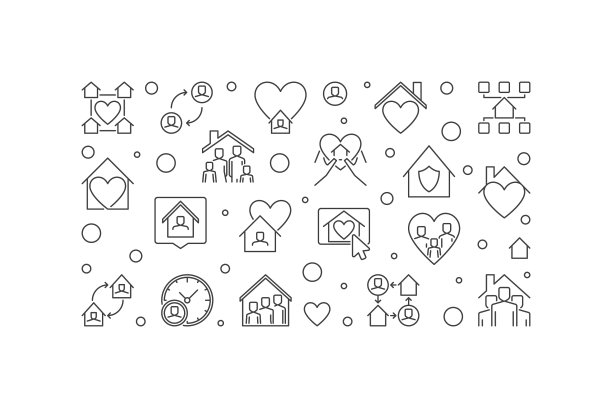 呆在家里的概念大纲水平图片下载