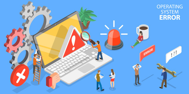 操作系统错误的三维等距平面矢量概念说明。图片下载