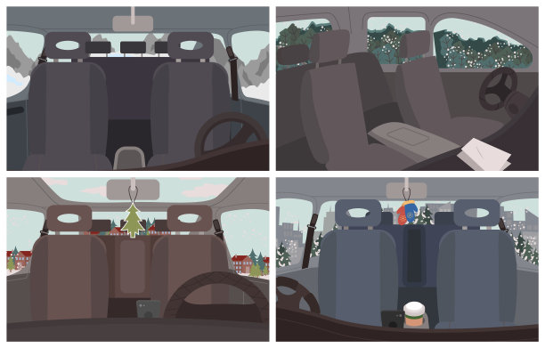 汽车内饰设计，车辆与风景设置图片下载