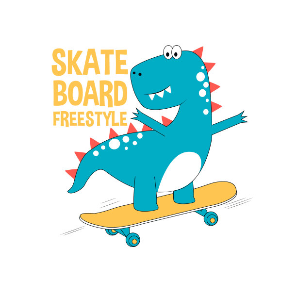 溜冰者用恐龙印花设计标语图片下载