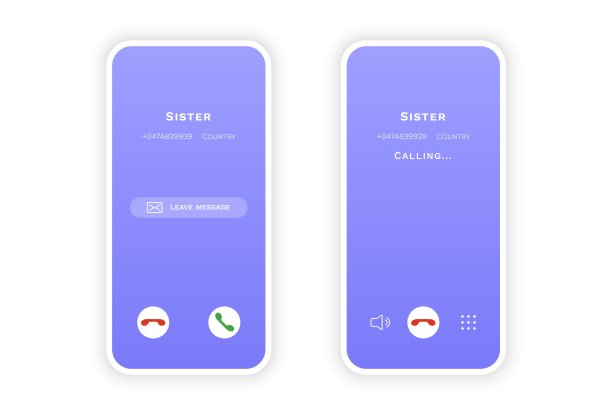 电话屏幕通话模型。手机界面接受谢绝按钮，智能手机网页应用UI显示。时髦的矢量图图片下载