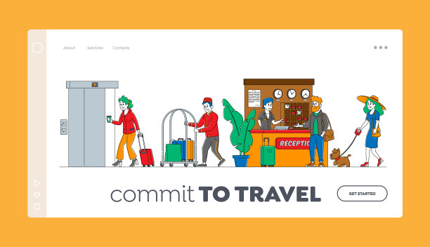 好客的人到达和离开酒店图片下载