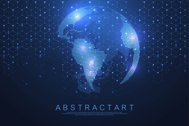 全球网络连接概念。大数据可视化。社交网络通信在全球计算机网络中。互联网技术。业务。科学。矢量图图片下载