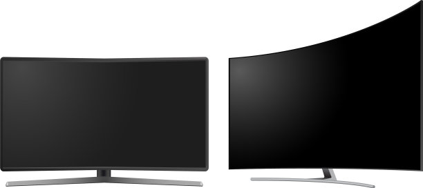 逼真的曲面电视监视器图片下载