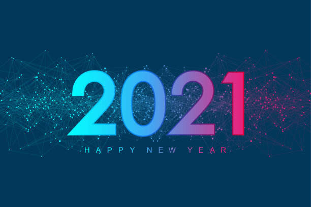 圣诞快乐，新年贺卡，海报，封面。2021年的现代未来模板。数字数据可视化。丛几何效果。矢量图图片下载