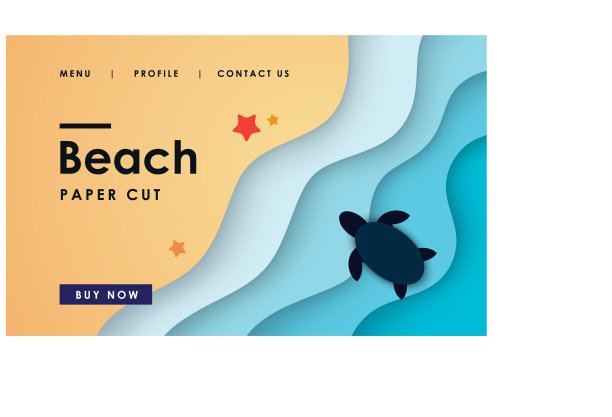 抽象3d沙滩剪纸背景图片下载