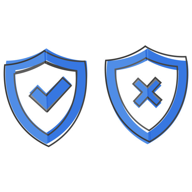 设置绿色盾牌的勾和十字符号图片下载