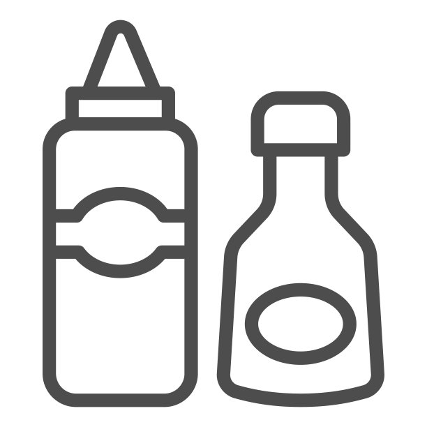 酱和芥末线图标野餐概念酱图片下载