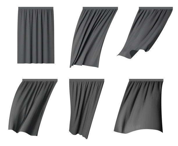 黑色飘动的幕布孤立设置图片下载