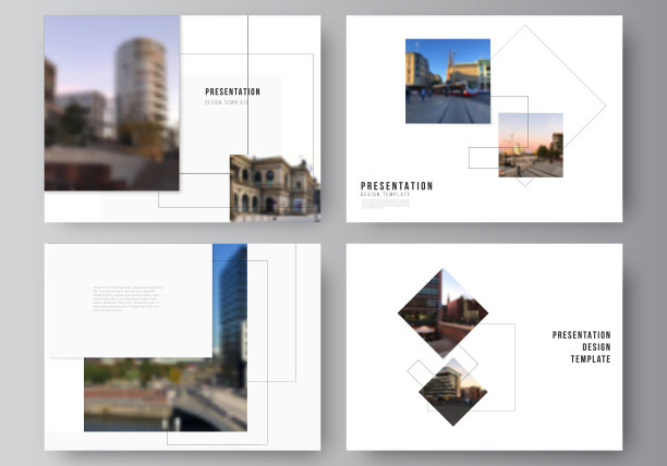 矢量布局的演示幻灯片设计业务模板，多用途模板与几何简单的形状，线条和照片的地方，演示小册子，小册子封面，业务报告图片下载
