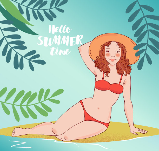 海滩上的年轻女子图片下载