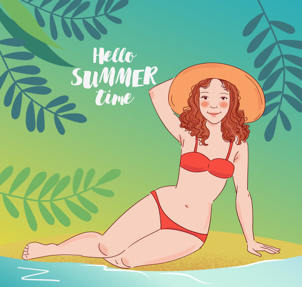 海滩上的年轻女子图片下载