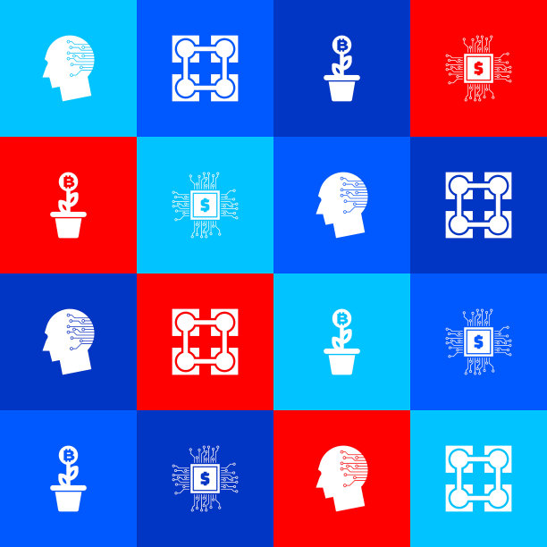 将大脑设置为数字电路板，区块链技术，比特币种植罐和带有美元图标的处理器芯片。向量图片下载