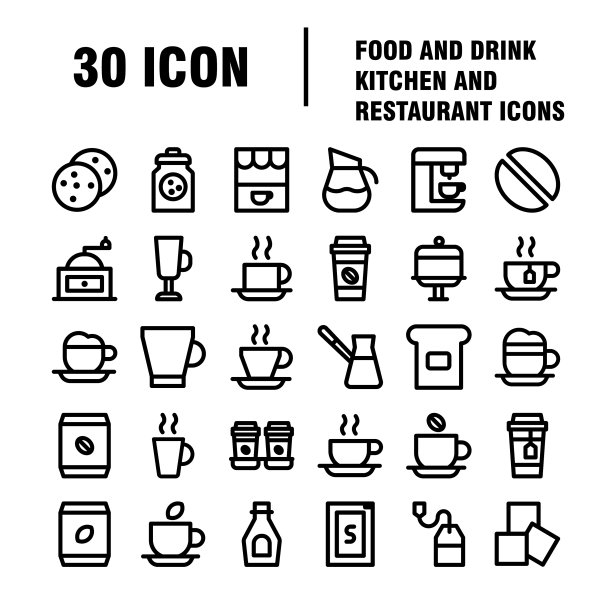 食品和饮料图标餐厅系列图标设置图片下载
