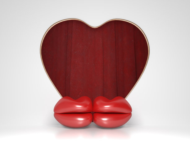 创意的嘴唇和一颗心的节日插图，象征着在情人节，婚礼的日子里的爱。图片下载