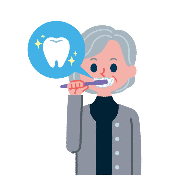 老年妇女刷牙的插图材料图片下载