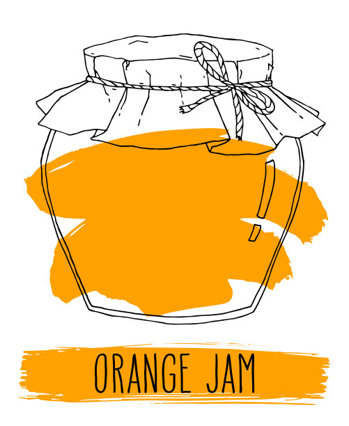 手绘橙果酱罐图片下载