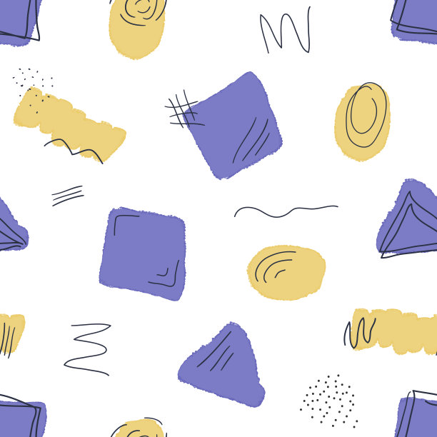 用条纹、水彩线、圆圈、正方形、三角形、蓝色和橙色的条纹描点图片下载